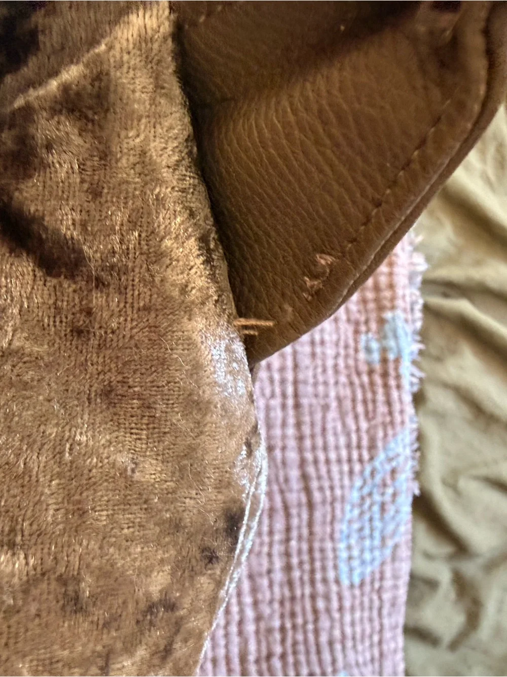 Plush Velvet Tote Bag in Olive Taupe